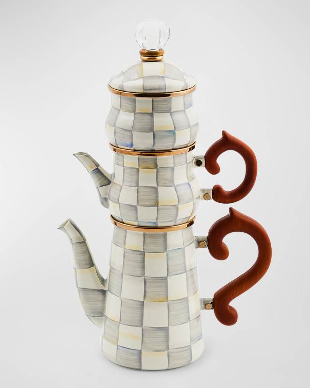 Sterling Check Stackable Coffee Set